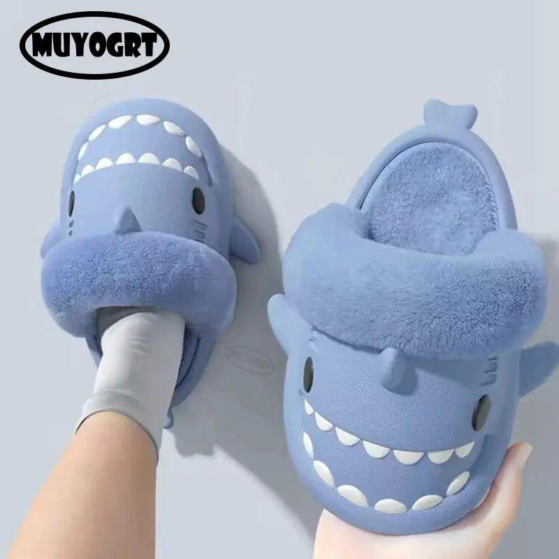 Winter Plush Shark Slippers