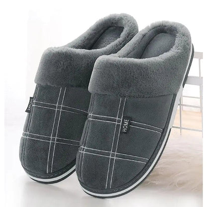 Winter Slippers Suede Gingham Plush