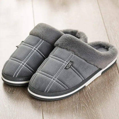 Winter Slippers Suede Gingham Plush