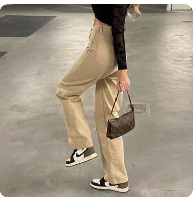 Women’s Khaki Wide - Leg Baggy Jeans