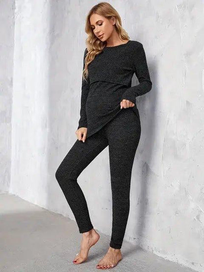 Women's Maternity Solid 2 Pieces Set