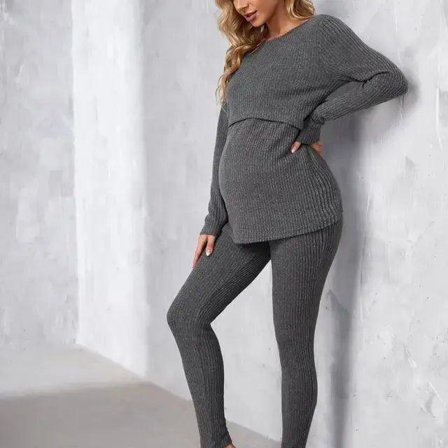 Women's Maternity Solid 2 Pieces Set