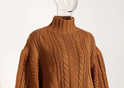 Women's Stand Collar Lantern Sleeve Sweater