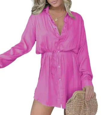 Women's V - Neck Lapel Romper Dress