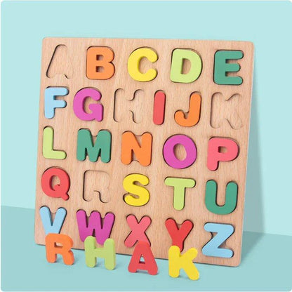 Wooden Number & Letter Match - Up Puzzle Board