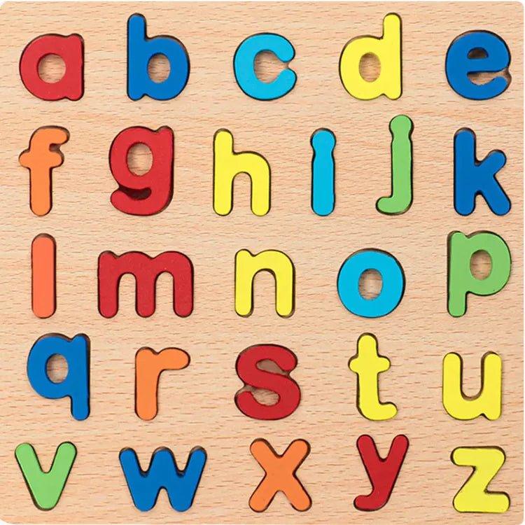 Wooden Number & Letter Match - Up Puzzle Board