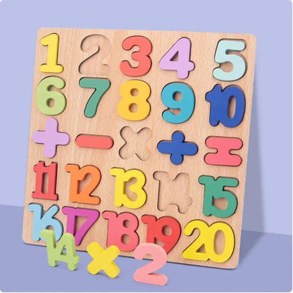 Wooden Number & Letter Match - Up Puzzle Board