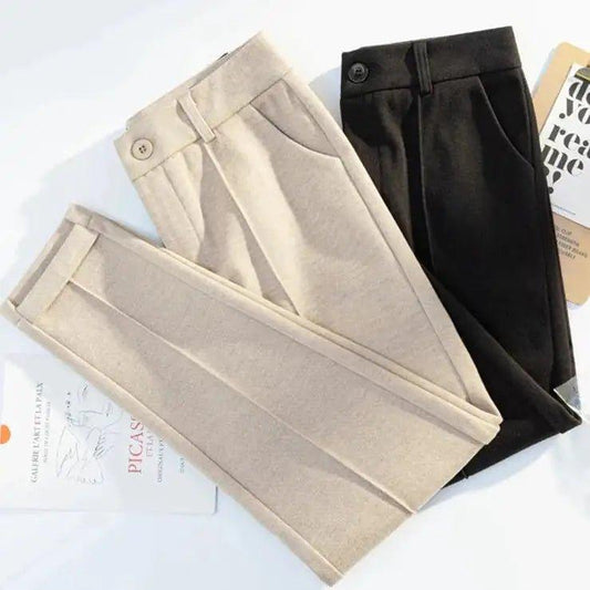 Woolen High Waist Trousers