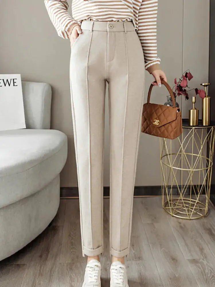 Woolen High Waist Trousers