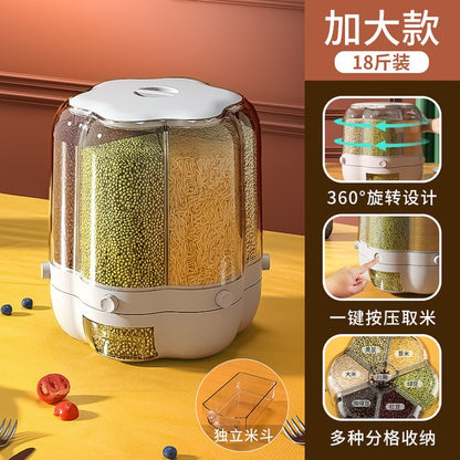 360° Rotating Grains Storage Box – Innovative Dry Food Dispenser for Effortless Kitchen Organization