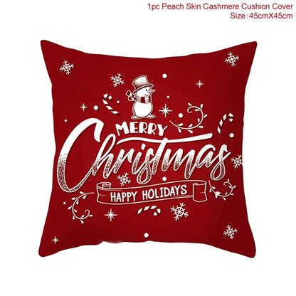 Cotton Linen Merry Christmas Cover Cushions - Holiday Decor for Living Room and Bedroom