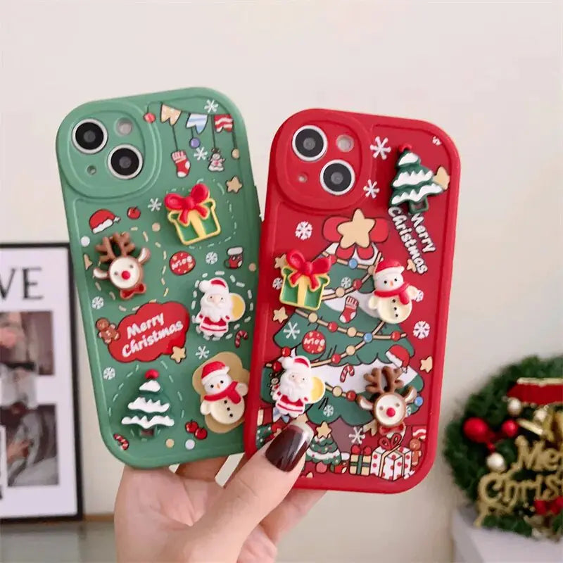 3D Christmas Cartoon iPhone Case – Festive Protection for Your Phone 🎄📱