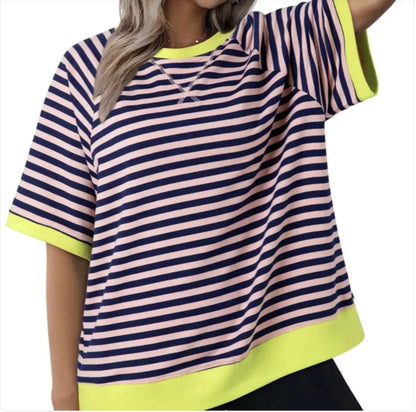 Women's Casual Versatile Striped Loose T-shirt