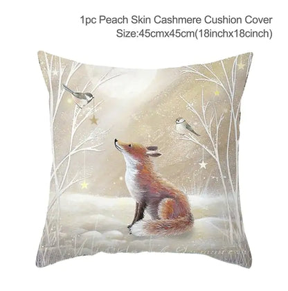 Christmas Elk Tree Cushion Cover – Festive & Cozy Holiday Decor 🎄